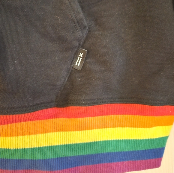 TomboyX Black Hoodie with Rainbow Trim - Picture 3 of 3